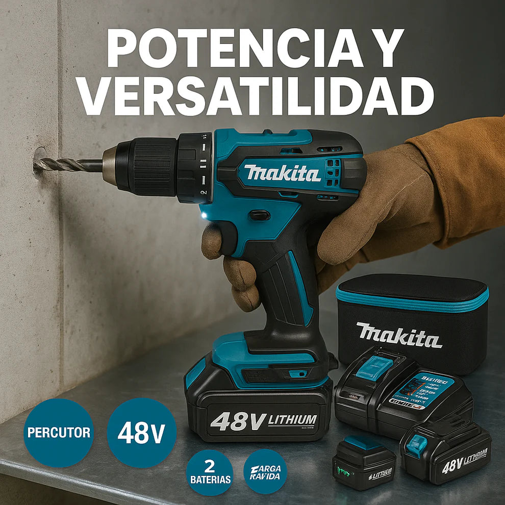 🔩 Makita Impact Pro™ - Taladro Inalámbrico de 24V + Maletín Profesional con Accesorios + 2 Baterías 🔋